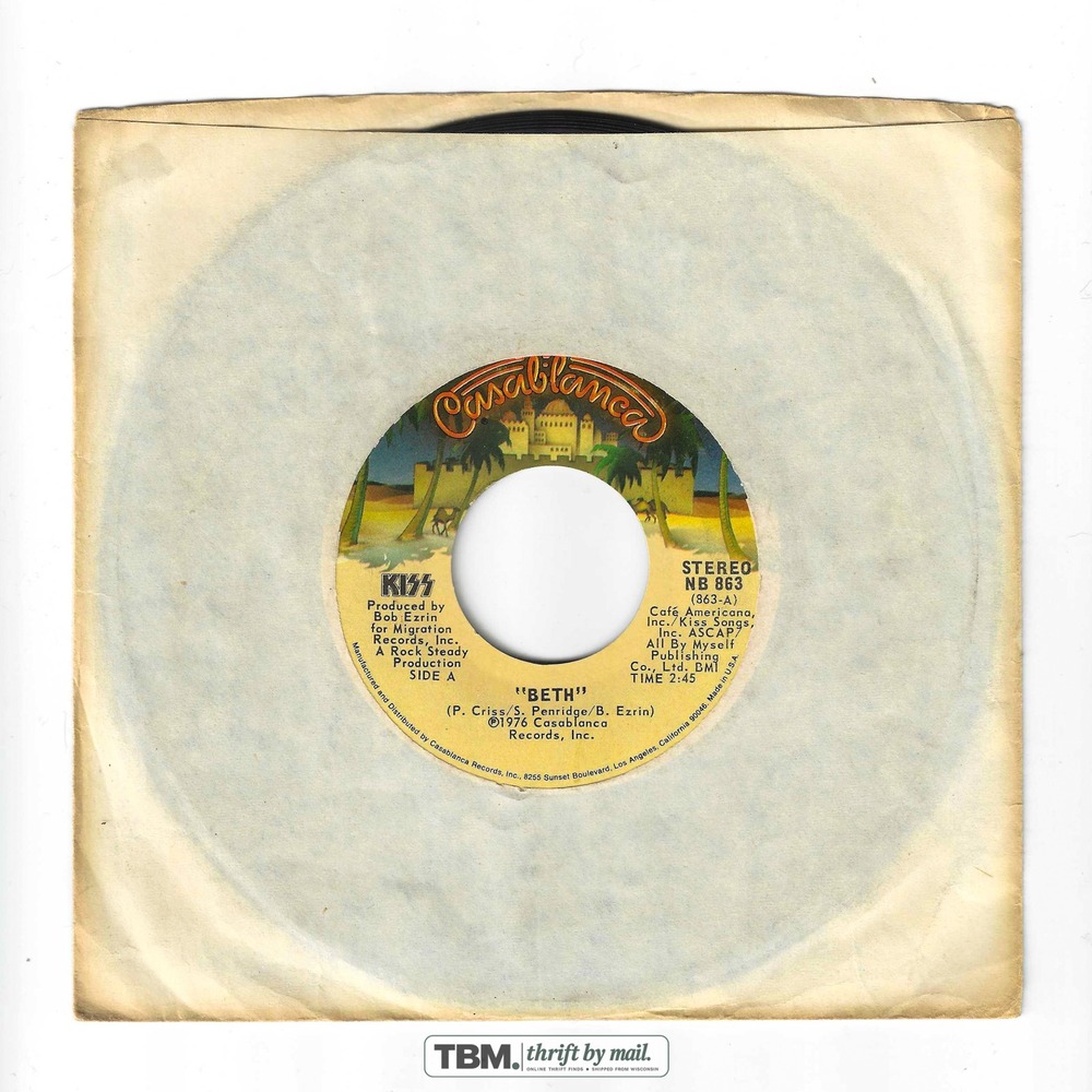 KISS Beth Detroit Rock City 7" 45 RPM Single‎ Vinyl 1976 Black